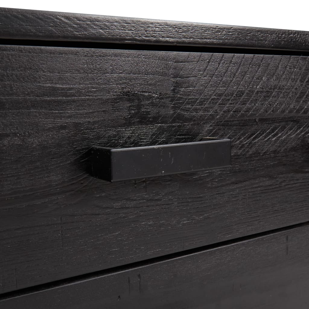 Kommode Schwarz 75x35x70 cm Massivholz Kiefer – Bild 6